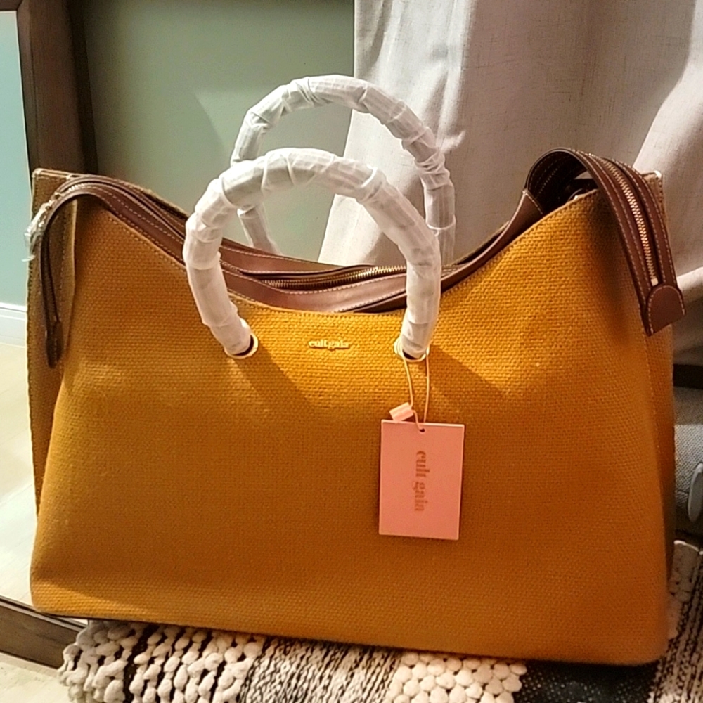 NWT Cult Gaia AUTHENTIC Saffron Large Tote OS
